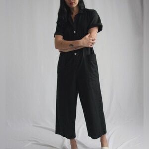 Aurorei Miro Linen Jumpsuit in Black Size XSmall
